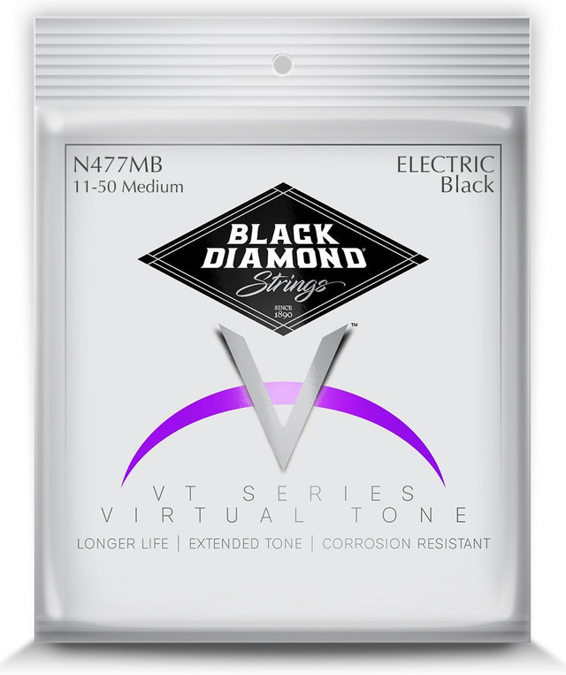 Black Diamond N477MB Virtual Tone Nickel Black Coated Electric Guitar Strings Medium 11-50